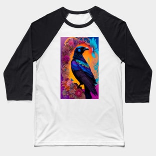 Floral Design with Flowers - Raven Crow Black Birds Baseball T-Shirt